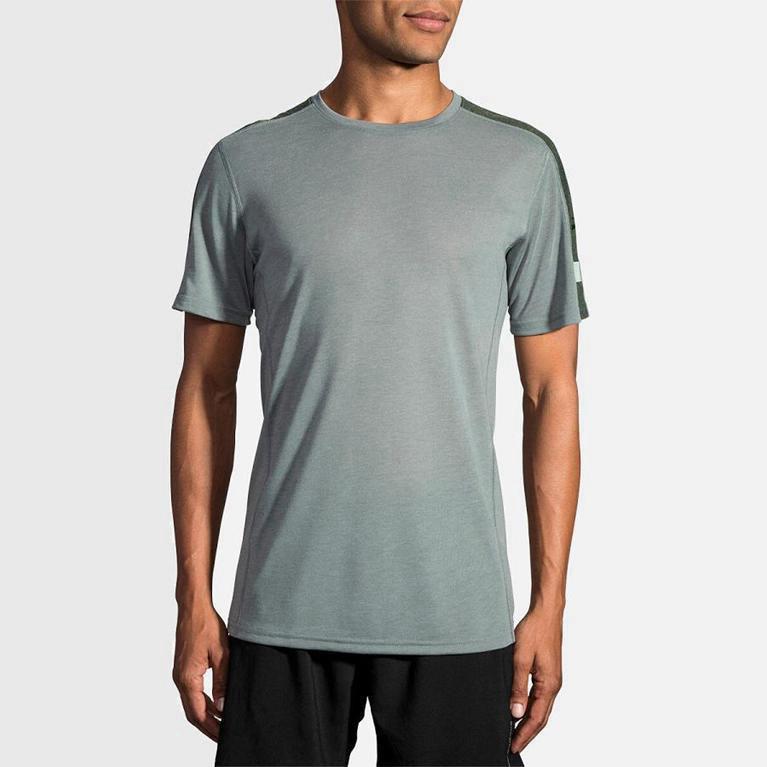 Brooks Distance Australia - Men's Short Sleeve Running Shirt - Grey (537140-NEM)